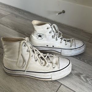 White Platform Converse High Top